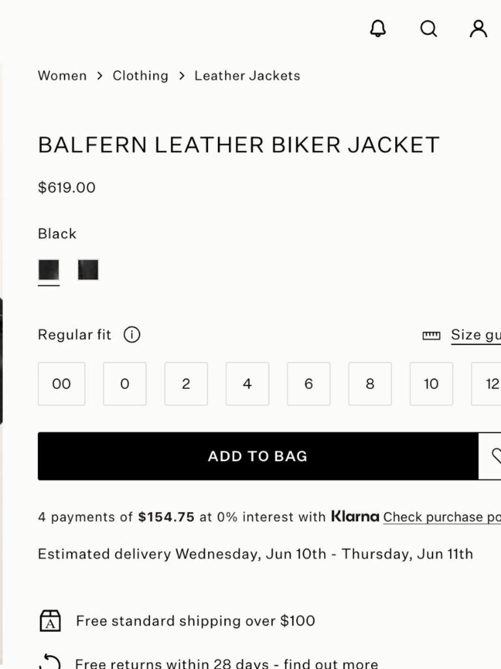 AllSaints Balfern Leather Jacket (Black) - Picture 2 of 8